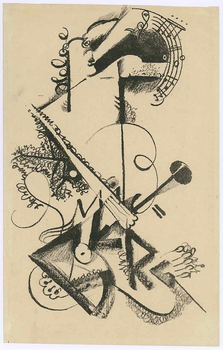 Announcement of the 8th Bauhaus evening: recital by Helge Lindberg, author: Friedl Dicker, 1920.